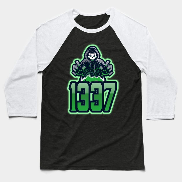Cyber security - 1337 Hacker Green Baseball T-Shirt by Cyber Club Tees